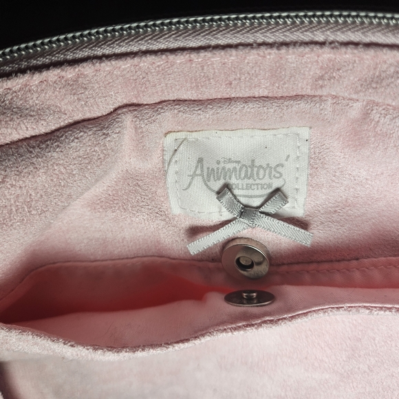 DISNEY Animators Collection Aurora Suede Pink Small Purse Bag with flowers - Picture 4 of 8